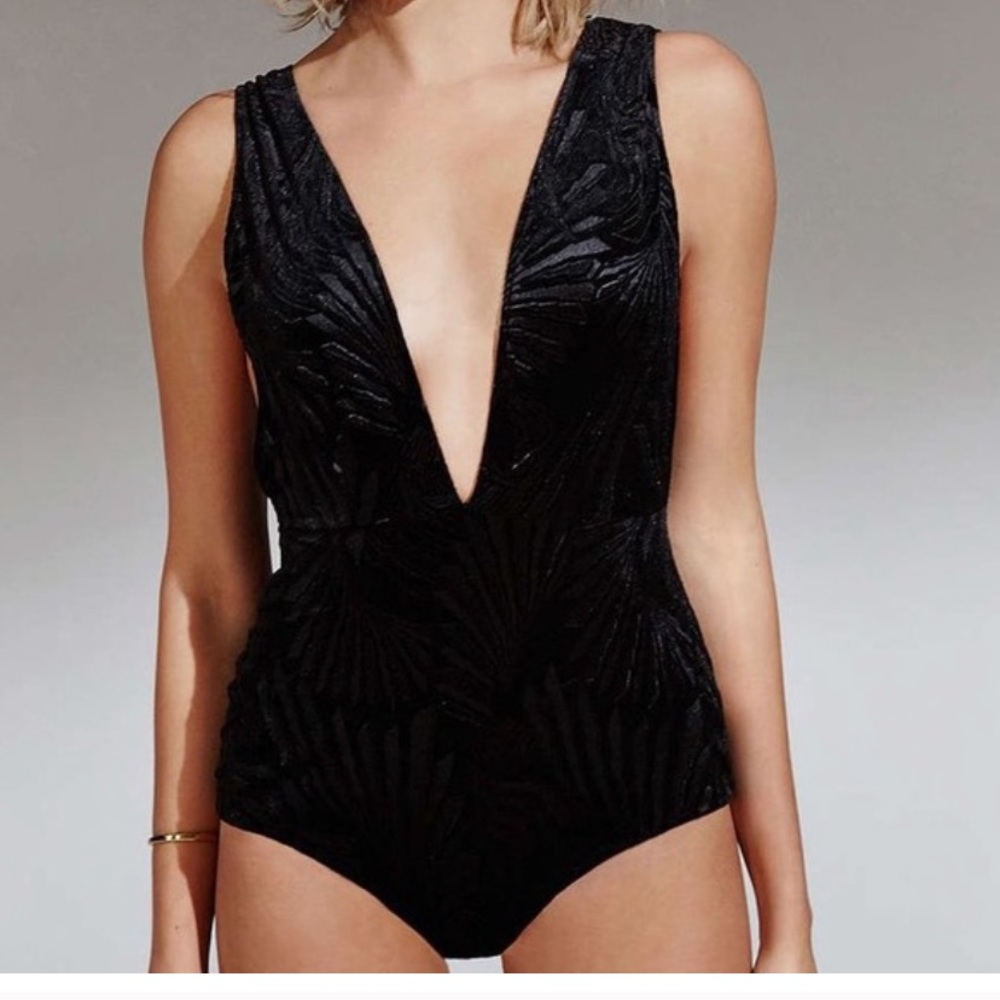 Oh My Love Black Velvet Bodysuit